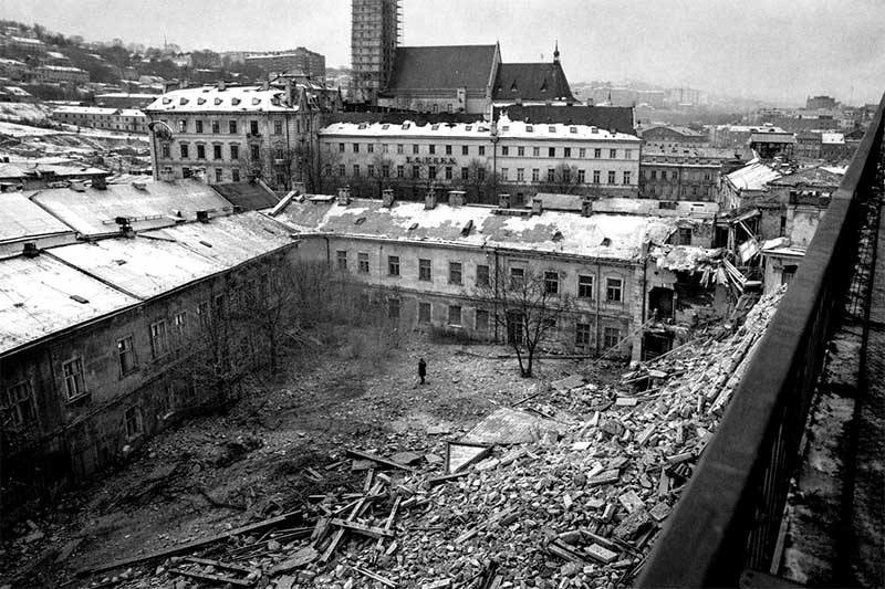 Stará Bratislava Podhradie pred asanáciou, historické domy a dvorová zástavba